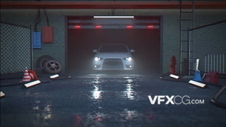 AE模板打开车库门3D场景汽车驶出动画LOGO视频片头