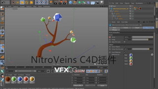 C4D插件Nitro4D NitroVeins v1.3植物树叶枝干分支建模工具