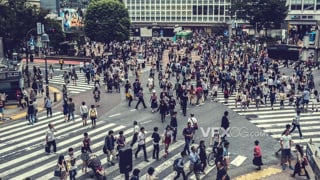 人群和汽车经过日本东京十字路口实拍视频