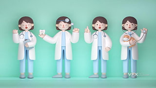 512护士节卡通医疗人物角色三维立体插画MAX工程