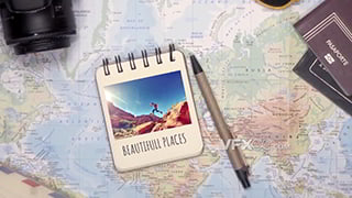 旅行地图幻灯片夏天旅游户外假期照片相册视频-AE模板