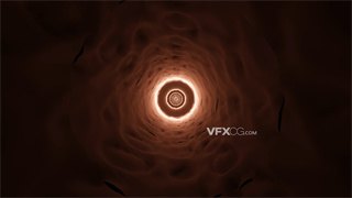 VJ视频素材圆形动画橙色发光隧道无限循环4K分辨率