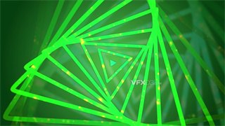 VJ视频素材绿色荧光三角形循环背景环特效