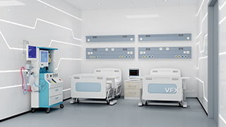 3DSMAX结合V-Ray医院双床位室内ICU病房模型