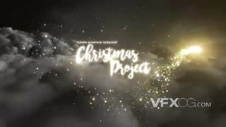 PR模板圣诞节云中环绕光彩夺目绚丽粒子特效开场视频