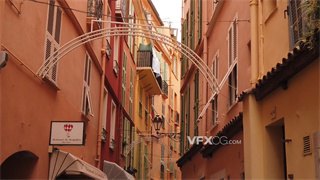 实拍视频摩纳哥独具一格街道粉色墙面建筑风格