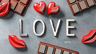 3DSMAX建模3D巧克力浪漫爱心LOVE立体字工程