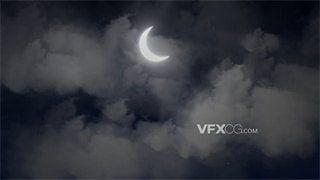 背景视频素材卡通动漫中天空漫天星星飘散云层偶尔遮住新月