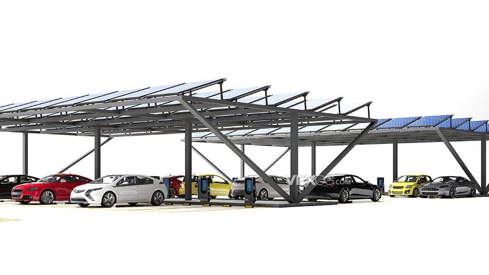 广场户外太阳能汽车充电3D大型停车场MAX工程