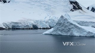 实拍视频高海拔高原大陆南极洲被冰川覆盖海面结冰