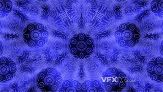 VJ视频素材紫色曼陀罗节奏跳动变化万花筒样式4K分辨率