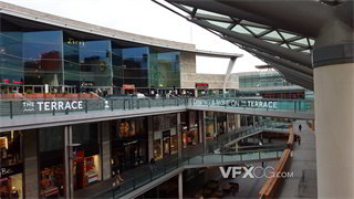 实拍视频大型建筑物购物商城中心周边环境4K分辨率