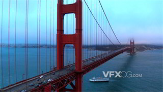 实拍视频美国加利福尼亚州金门大桥车来车往秩序井然