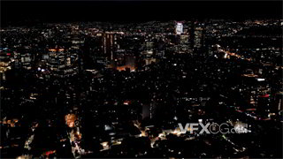 实拍视频无人机角度高空俯瞰夜晚城市灯火通明车水马龙