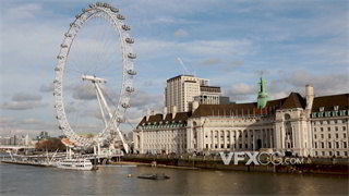实拍视频英国伦敦泰晤士河畔可口可乐伦敦眼