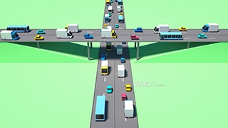 C4D建模卡通立交桥梁三维汽车公路交通3D工程
