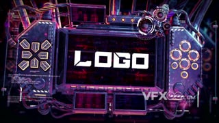 AE模板3D栏目赛博朋克设备LOGO视频动画效果