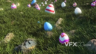 AE模板万圣节彩蛋被镶嵌在草地上LOGO动画效果