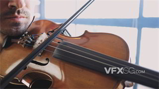 实拍视频擦奏弦鸣乐器中提琴特写