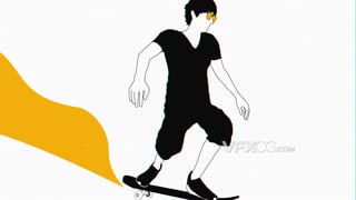 AE模板手绘滑板运动员滑行标志揭示logo动画