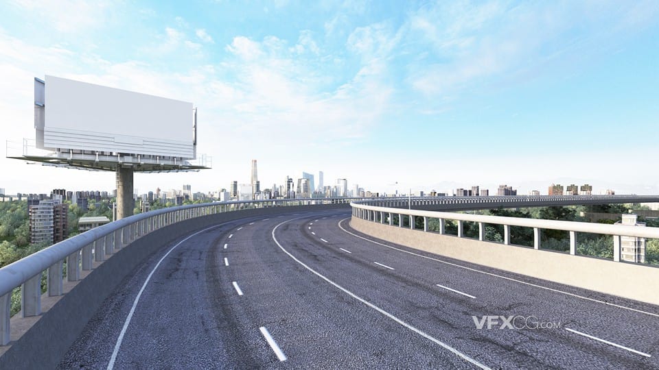 3DSMAX建模三维户外高速公路大型广告牌模型