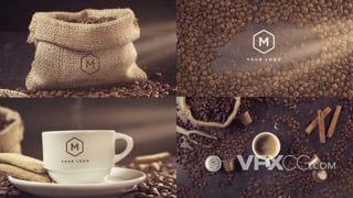 七种咖啡制成品饮料广告视频logo动画片头AE模板
