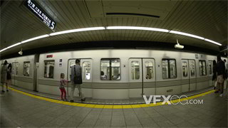 实拍视频超广角鱼眼镜头拍摄换乘地铁人流量