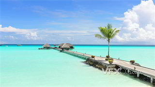 实拍视频高机位高角度远景拍摄马尔代夫岛屿美景