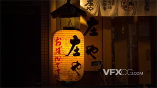 实拍视频傍晚东京城市街道灯笼近景拍摄