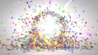 3D五颜六色糖果中心爆炸显示出logo效果动画视频