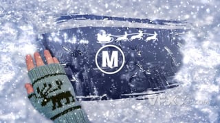 3D冰天雪地中一只手把雪拨开展现logo动画片头AE模板