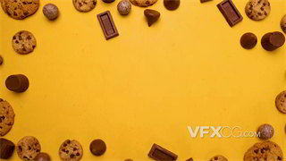 实拍视频多彩变换饼干排列广告创意拍摄