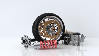 C4D制作三维轮胎与防震汽车零件3D产品模型