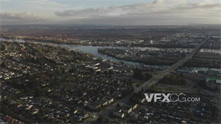 实拍视频无人机高角度全景拍摄城市各式建筑