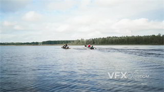 实拍视频全景跟踪运动物体拍摄驾驭摩托艇