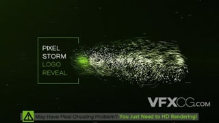 像素风暴粒子爆炸凝聚成logo动画视频片头AE模板