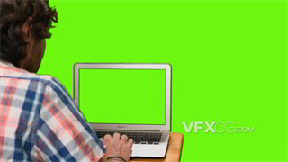 实拍视频绿幕素材工作环境电脑屏幕抠像