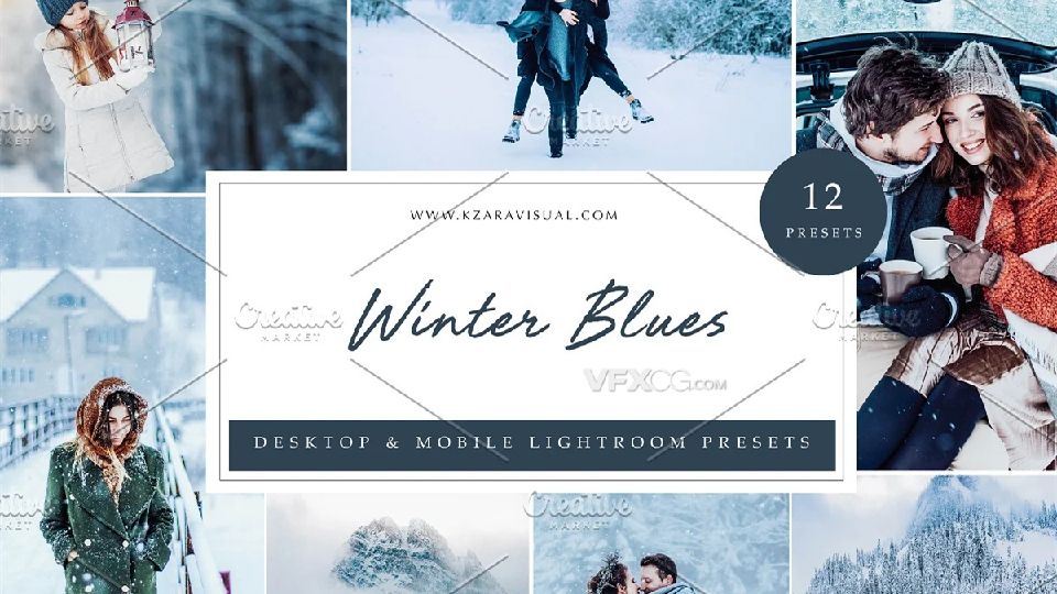 12种冬季蓝色调调色风格Lightroom与LUTs预设