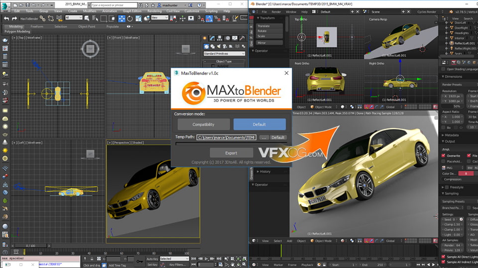 MaxToBlender v3.2插件支持3DS MAX模型场景导入Blender软件