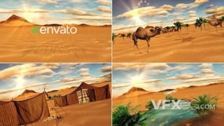 冒险神秘沙漠部落动物视频场景沙logo视频片头AE模板