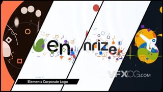 简约运动图形弹射出公司logo动画视频片头AE模板
