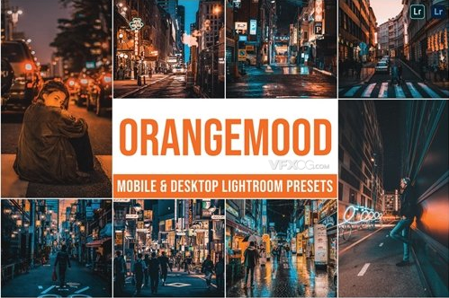 10种橙色背景街道调色风格Lightroom预设