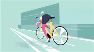 背景视频素材卡通人物骑行自行车