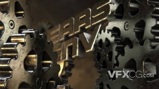 金属机械齿轮转动展示logo动画视频片头AE模板