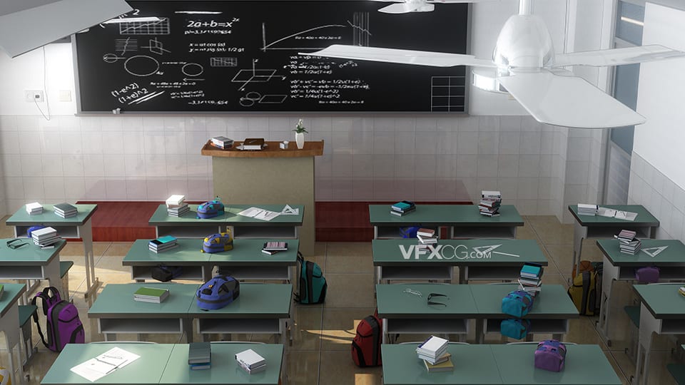 3DSMAX2018建模高中生学校教室桌子上书本3D模型