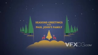 PR模板圣诞节剪纸卡通动画剧场拉动效果可爱有趣logo片头