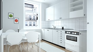 别墅室内简约部署小清新厨房餐桌厨具MAX模型
