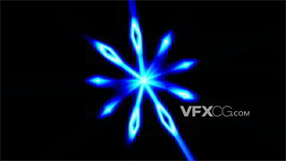 VJ视频素材蓝色闪耀晃动雪花状动感射线