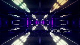 VJ视频素材紫色迷幻科技穿梭隧道4K分辨率