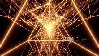 VJ视频素材金属质感辉煌金光绚烂三角隧道转动特效